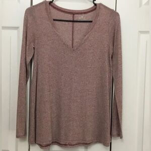 Hollister Women's Long Sleeve V-Neck Top - Mauve